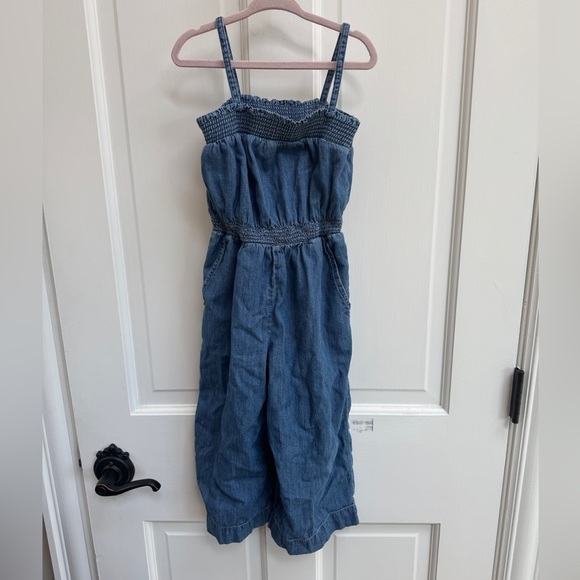 GAP Other - GAP Denim XS 4T Girls Blue Denim One Piece Jumpsuit with Spaghetti Straps